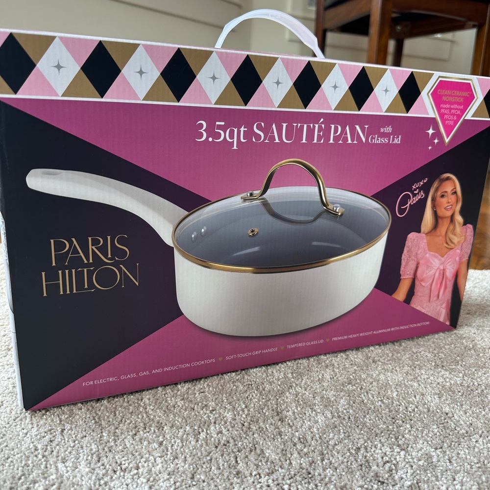 Paris Hilton 3.5qt Sauté Pan with Glass Lid